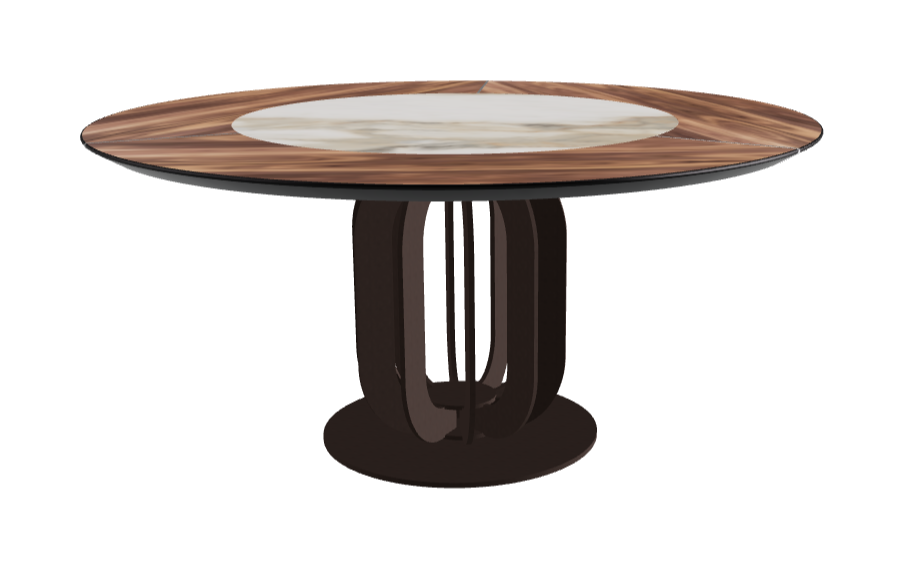 Diameter 160 x Height 75 cm_Matt Borghini Calacatta_Bronze Embossed_Walnut Canaletto