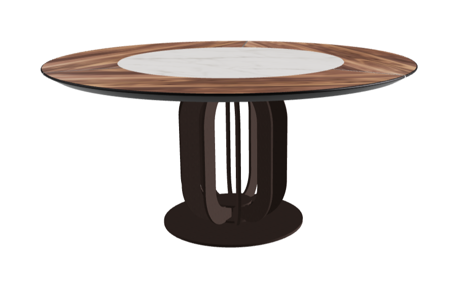 Diameter 160 x Height 75 cm_Matt Invisible_Bronze Embossed_Walnut Canaletto
