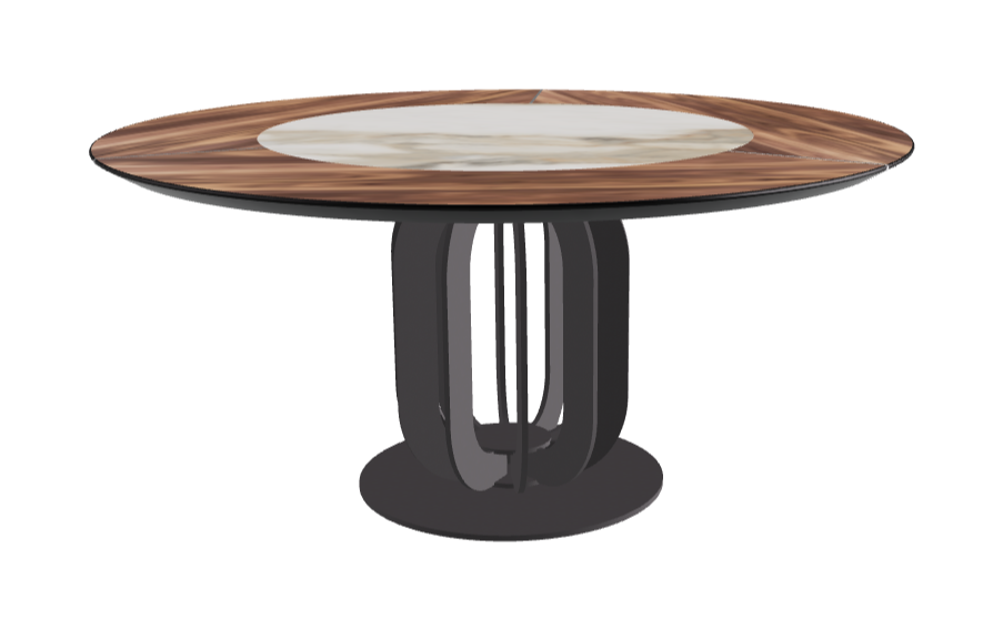 Diameter 160 x Height 75 cm_Matt Borghini Calacatta_Graphite Embossed_Walnut Canaletto
