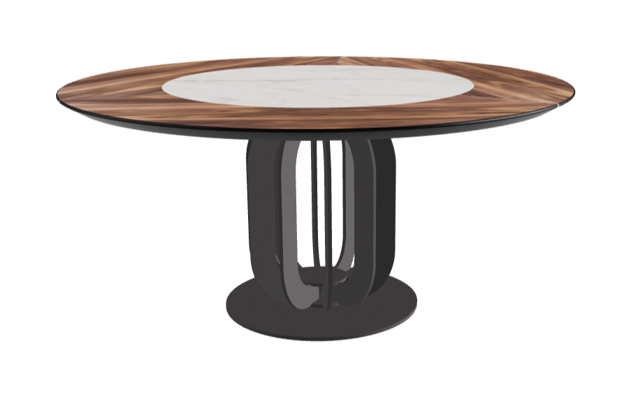 Diameter 160 x Height 75 cm_Matt Invisible_Graphite Embossed_Walnut Canaletto