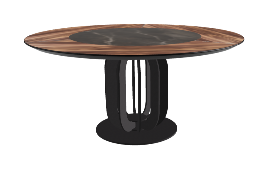 Diameter 160 x Height 75 cm_Andromeda_Black Embossed_Walnut Canaletto