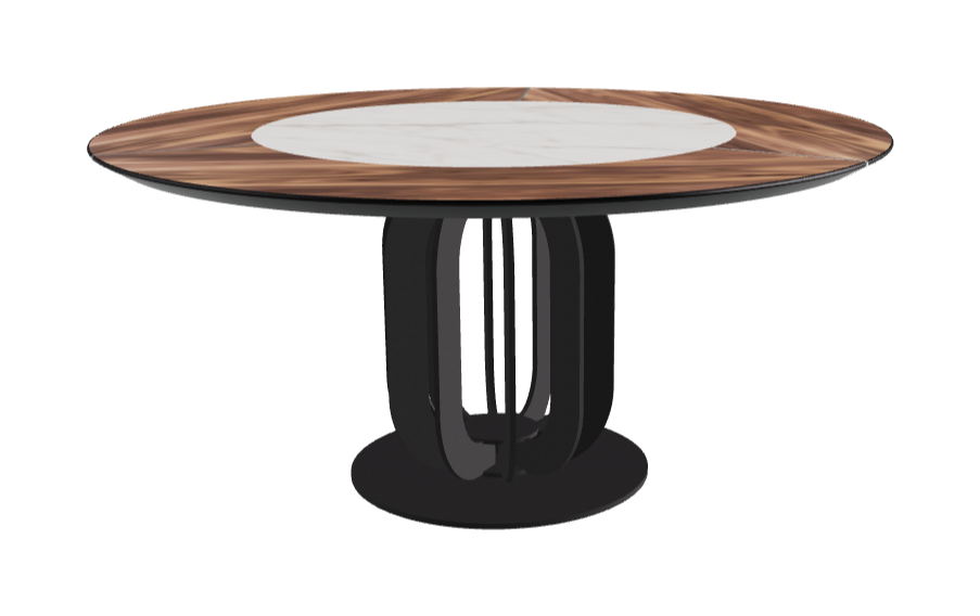 Diameter 160 x Height 75 cm_Matt Invisible_Black Embossed_Walnut Canaletto