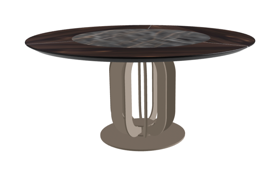 Diameter 160 x Height 75 cm_Matt Portoro_Titanium Embossed_Burned Oak