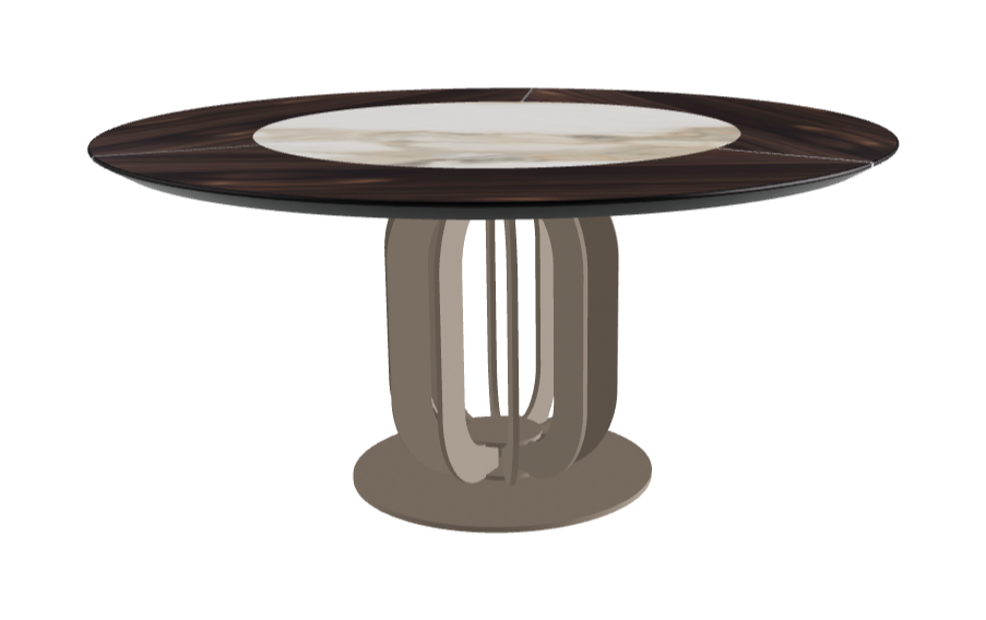 Diameter 160 x Height 75 cm_Matt Borghini Calacatta_Titanium Embossed_Burned Oak