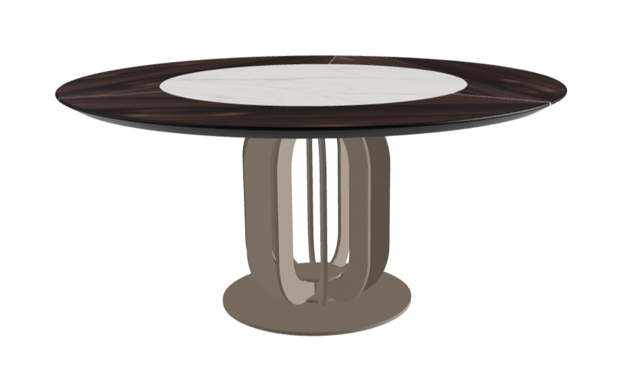 Diameter 160 x Height 75 cm_Matt Invisible_Titanium Embossed_Burned Oak