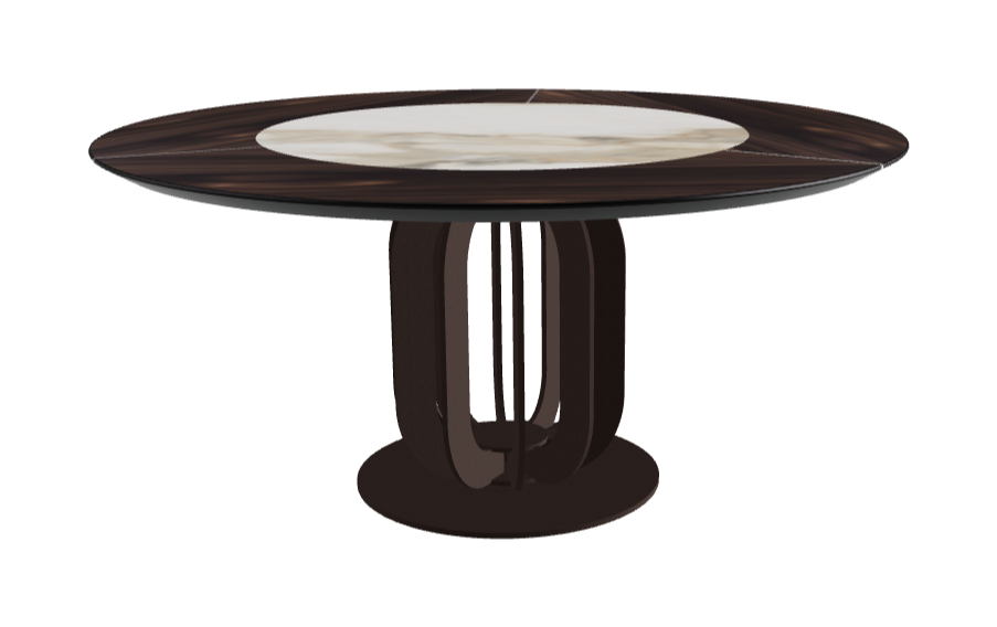 Diameter 160 x Height 75 cm_Matt Borghini Calacatta_Bronze Embossed_Burned Oak