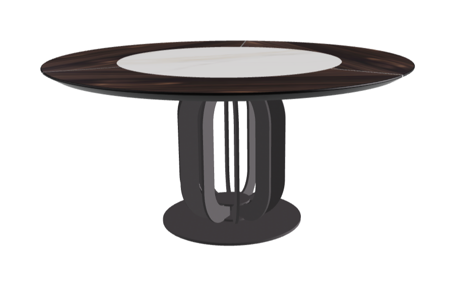 Diameter 160 x Height 75 cm_Glossy Golden Calacatta_Graphite Embossed_Burned Oak