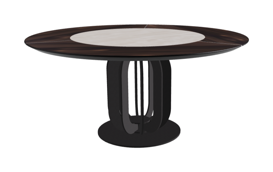 Diameter 160 x Height 75 cm_Colosseo_Black Embossed_Burned Oak