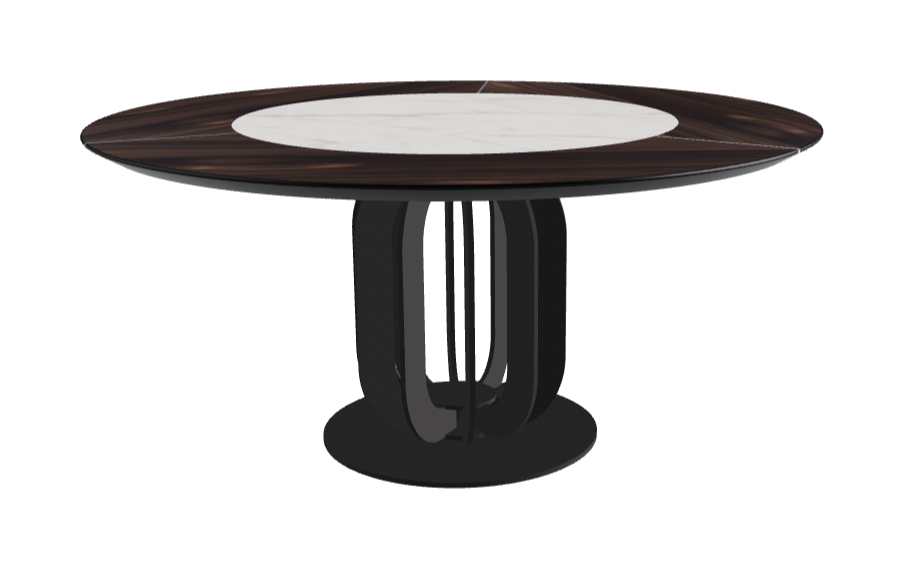 Diameter 160 x Height 75 cm_Matt Invisible_Black Embossed_Burned Oak