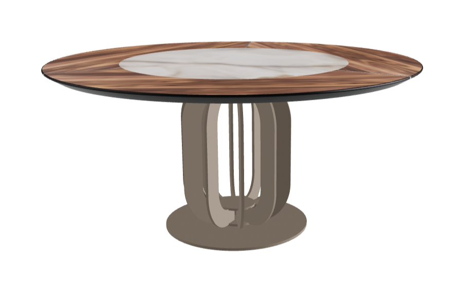 T Diameter 160 x Height 75 cm - Swivel_Alabastro_Titanium Embossed_Walnut Canaletto
