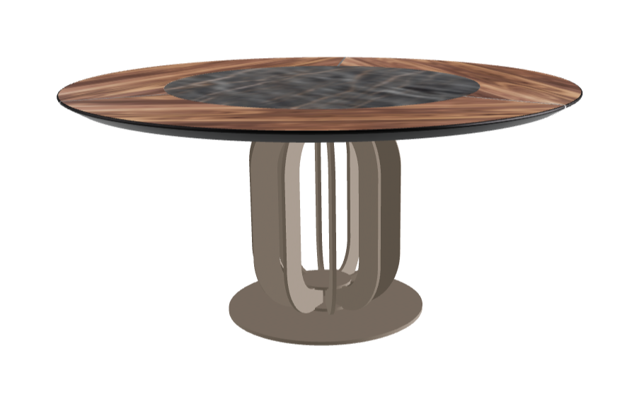 T Diameter 160 x Height 75 cm - Swivel_Matt Portoro_Titanium Embossed_Walnut Canaletto