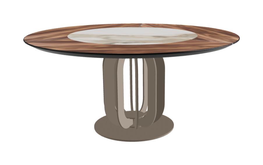 T Diameter 160 x Height 75 cm - Swivel_Matt Borghini Calacatta_Titanium Embossed_Walnut Canaletto