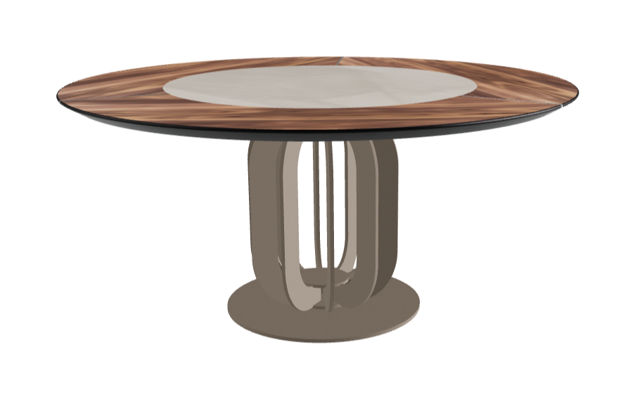 T Diameter 160 x Height 75 cm - Swivel_Luxor_Titanium Embossed_Walnut Canaletto