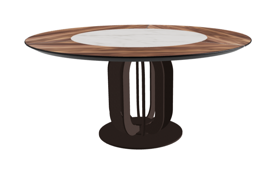 T Diameter 160 x Height 75 cm - Swivel_Matt Invisible_Bronze Embossed_Walnut Canaletto