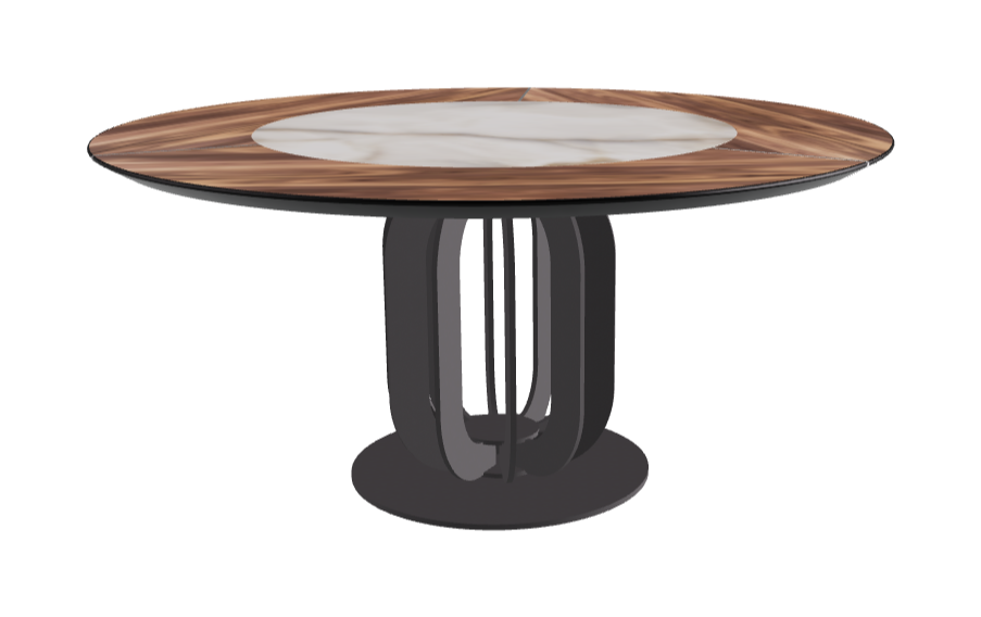 T Diameter 160 x Height 75 cm - Swivel_Alabastro_Graphite Embossed_Walnut Canaletto