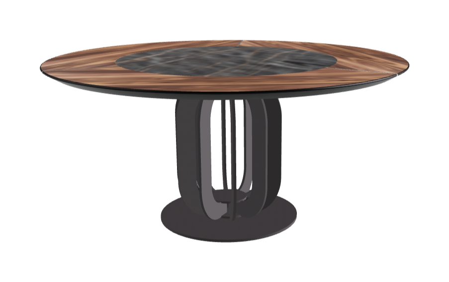 T Diameter 160 x Height 75 cm - Swivel_Matt Portoro_Graphite Embossed_Walnut Canaletto