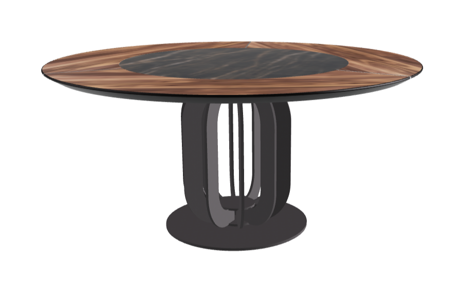 T Diameter 160 x Height 75 cm - Swivel_Glossy Portoro_Graphite Embossed_Walnut Canaletto