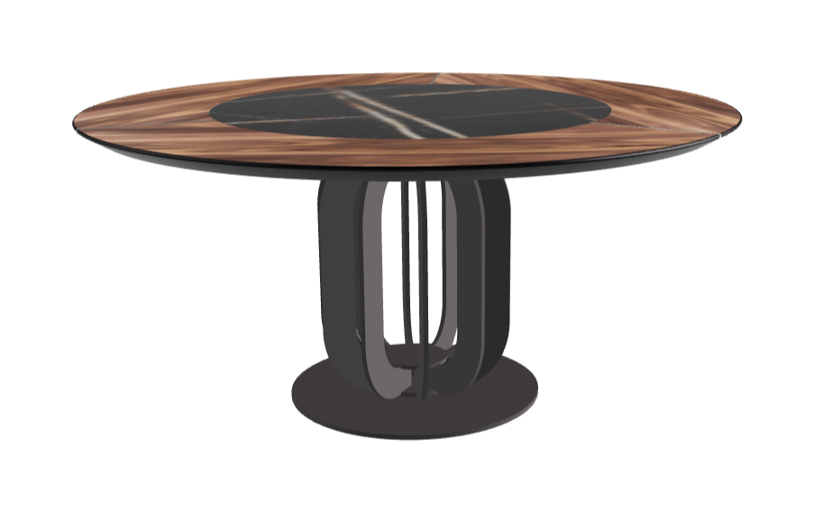 T Diameter 160 x Height 75 cm - Swivel_Glossy Sahara Noir_Graphite Embossed_Walnut Canaletto