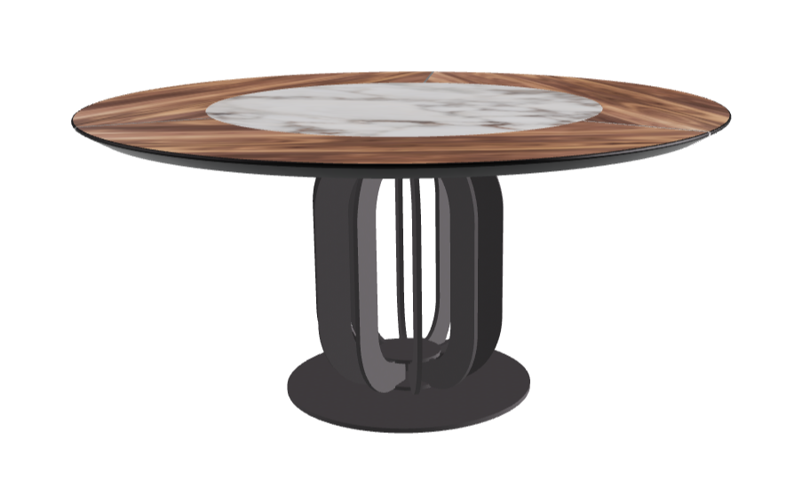 T Diameter 160 x Height 75 cm - Swivel_Breccia_Graphite Embossed_Walnut Canaletto