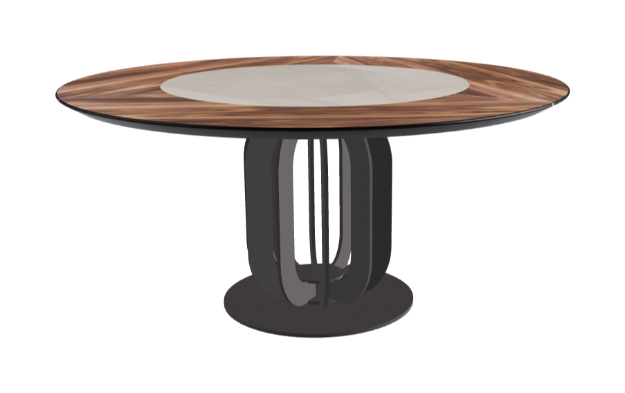 T Diameter 160 x Height 75 cm - Swivel_Luxor_Graphite Embossed_Walnut Canaletto