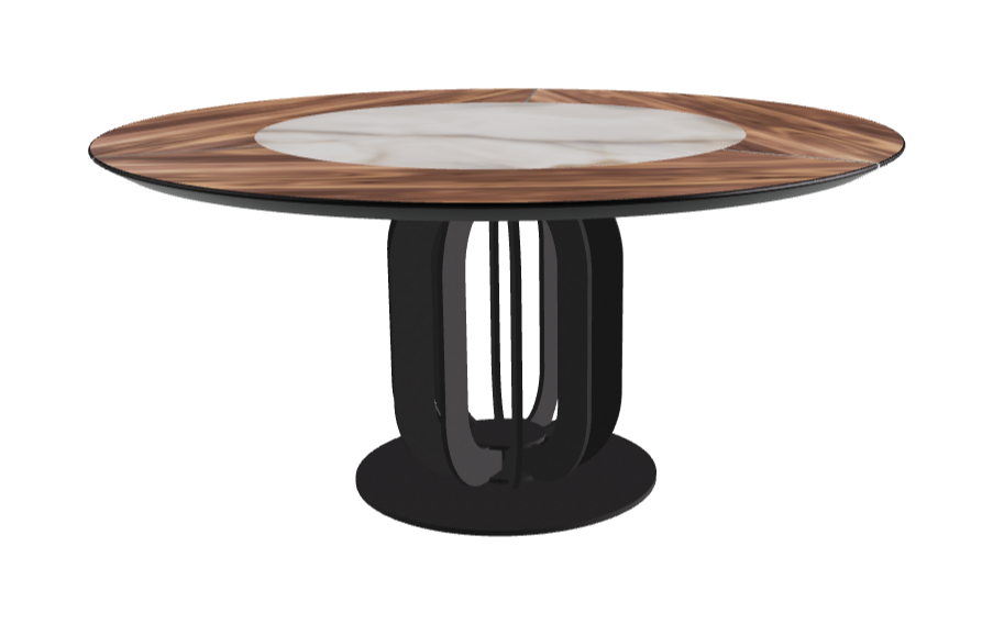 T Diameter 160 x Height 75 cm - Swivel_Alabastro_Black Embossed_Walnut Canaletto