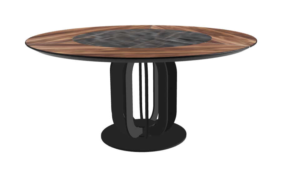 T Diameter 160 x Height 75 cm - Swivel_Matt Portoro_Black Embossed_Walnut Canaletto