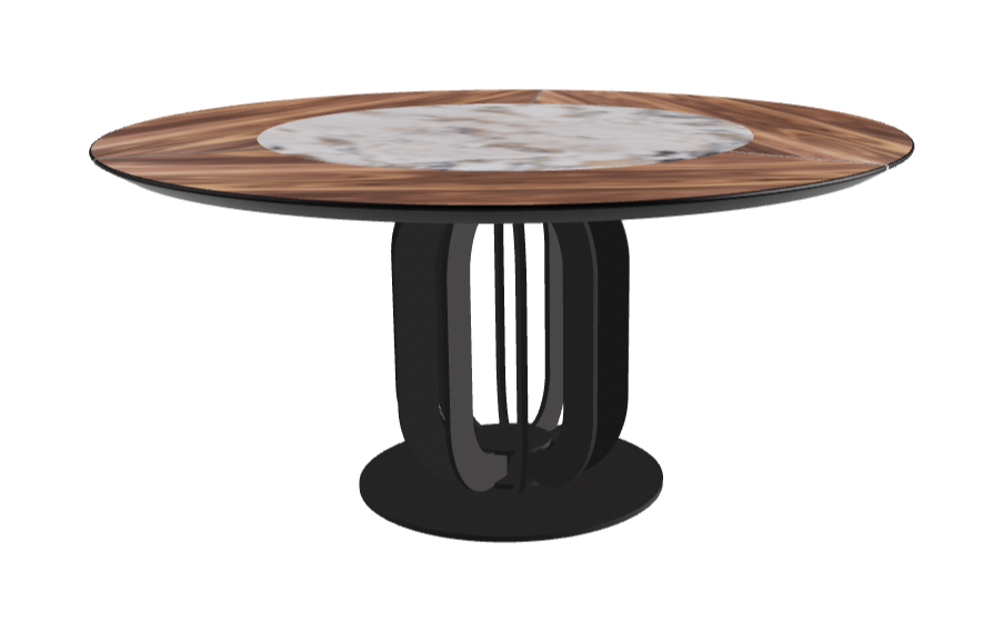 T Diameter 160 x Height 75 cm - Swivel_Makalu_Black Embossed_Walnut Canaletto