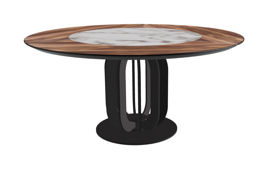 T Diameter 160 x Height 75 cm - Swivel_Breccia_Black Embossed_Walnut Canaletto