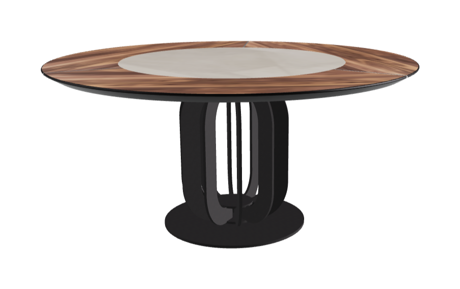 T Diameter 160 x Height 75 cm - Swivel_Luxor_Black Embossed_Walnut Canaletto