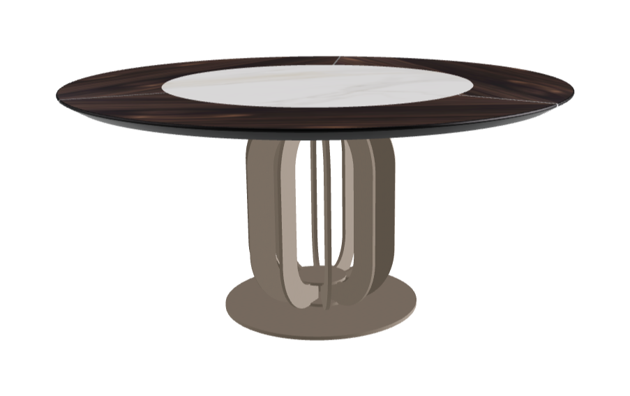 T Diameter 160 x Height 75 cm - Swivel_Matt Golden Calacatta_Titanium Embossed_Burned Oak