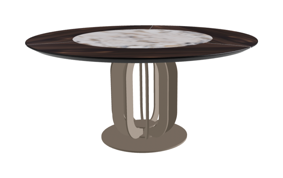 T Diameter 160 x Height 75 cm - Swivel_Makalu_Titanium Embossed_Burned Oak