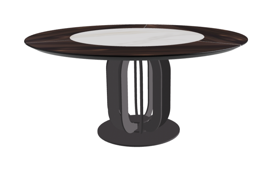 T Diameter 160 x Height 75 cm - Swivel_Matt Golden Calacatta_Graphite Embossed_Burned Oak