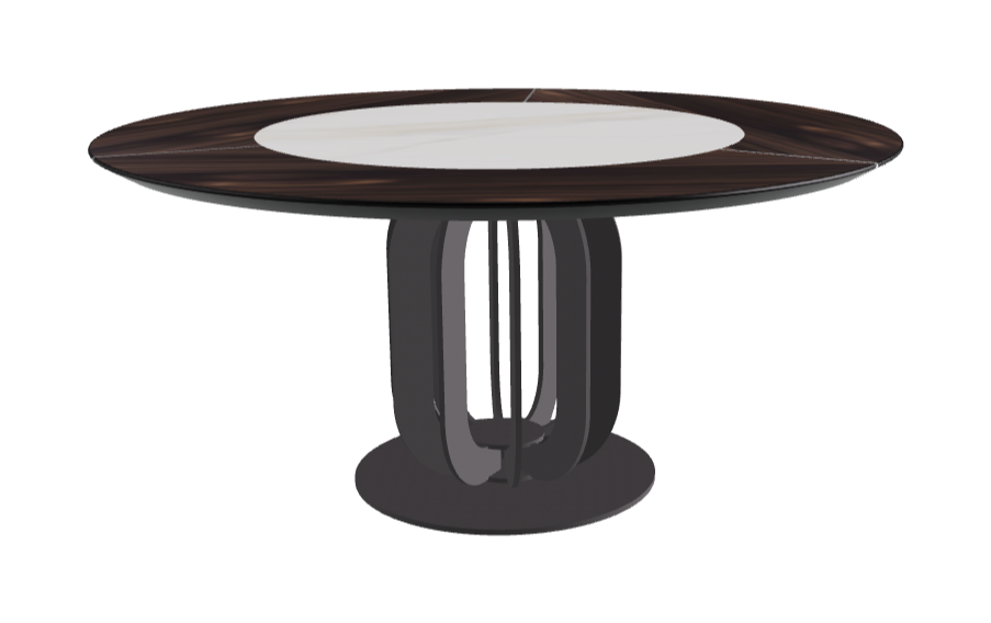 T Diameter 160 x Height 75 cm - Swivel_Glossy Golden Calacatta_Graphite Embossed_Burned Oak