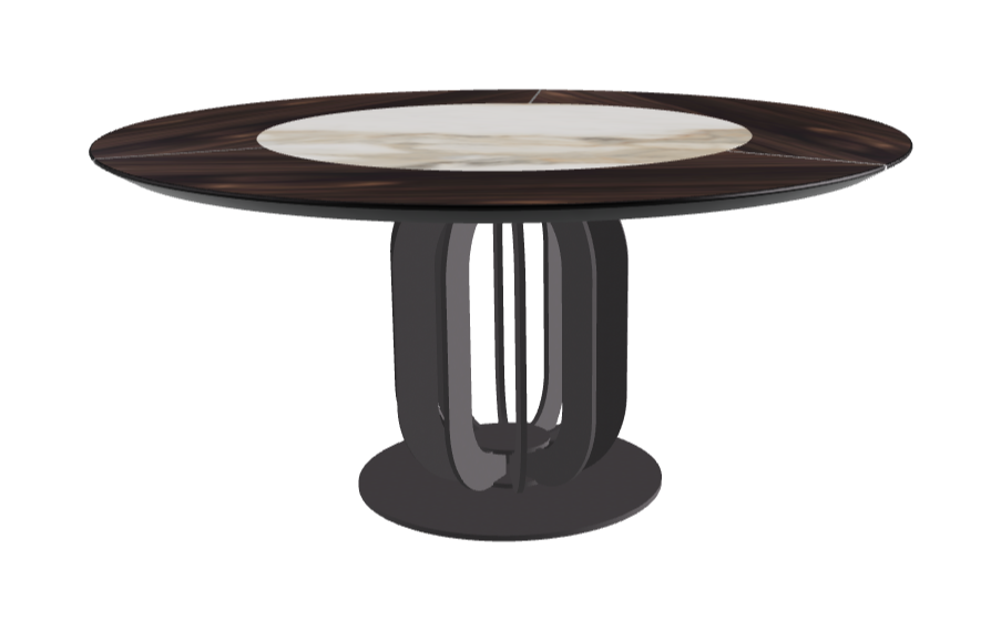 T Diameter 160 x Height 75 cm - Swivel_Matt Borghini Calacatta_Graphite Embossed_Burned Oak