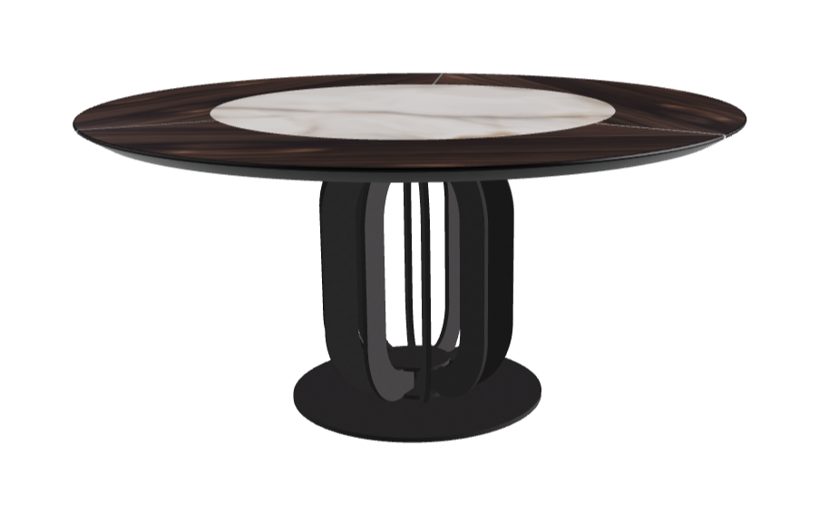 T Diameter 160 x Height 75 cm - Swivel_Alabastro_Black Embossed_Burned Oak