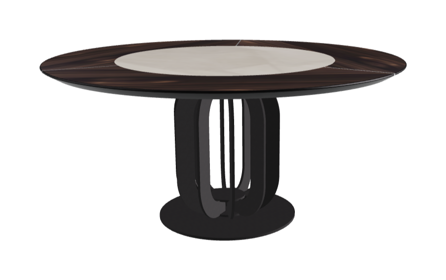 T Diameter 160 x Height 75 cm - Swivel_Luxor_Black Embossed_Burned Oak