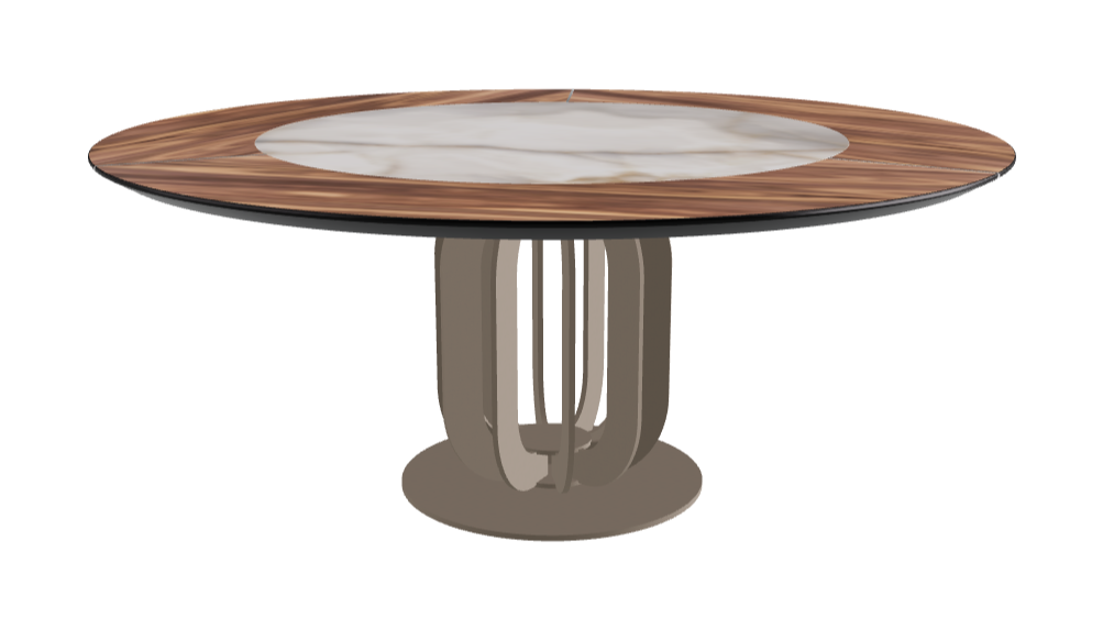 Diameter 180 x Height 75 cm_Alabastro_Titanium Embossed_Walnut Canaletto