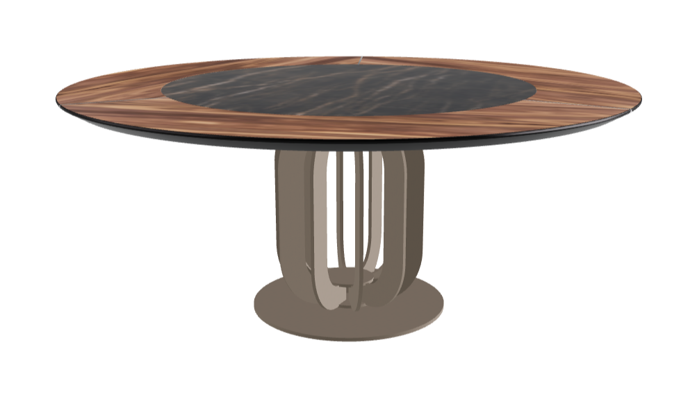 Diameter 180 x Height 75 cm_Glossy Portoro_Titanium Embossed_Walnut Canaletto