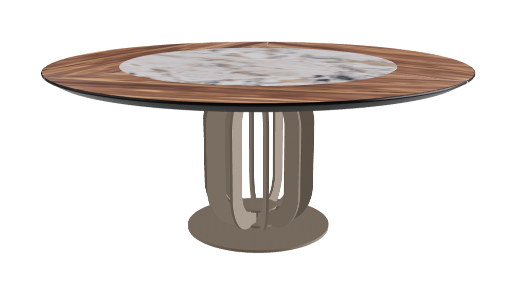 Diameter 180 x Height 75 cm_Makalu_Titanium Embossed_Walnut Canaletto
