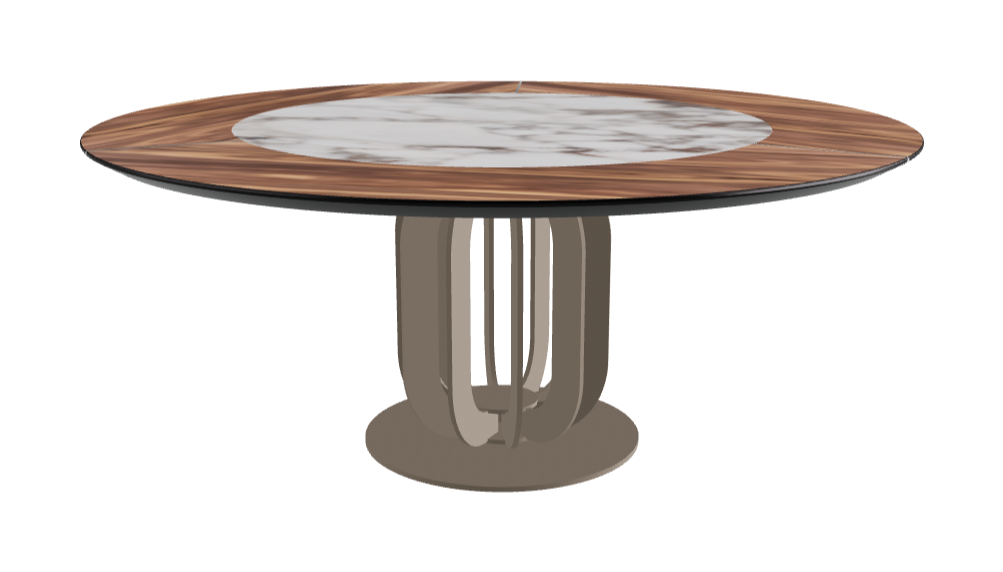 Diameter 180 x Height 75 cm_Breccia_Titanium Embossed_Walnut Canaletto