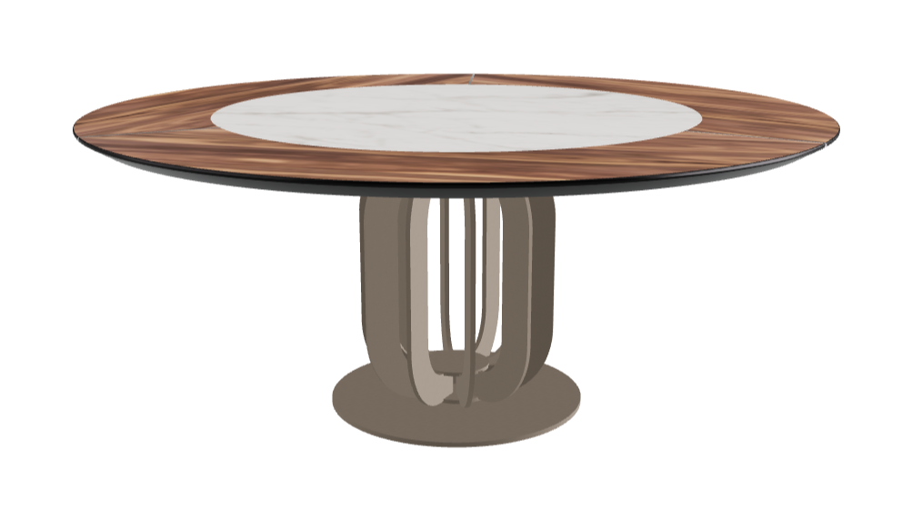 Diameter 180 x Height 75 cm_Matt Invisible_Titanium Embossed_Walnut Canaletto
