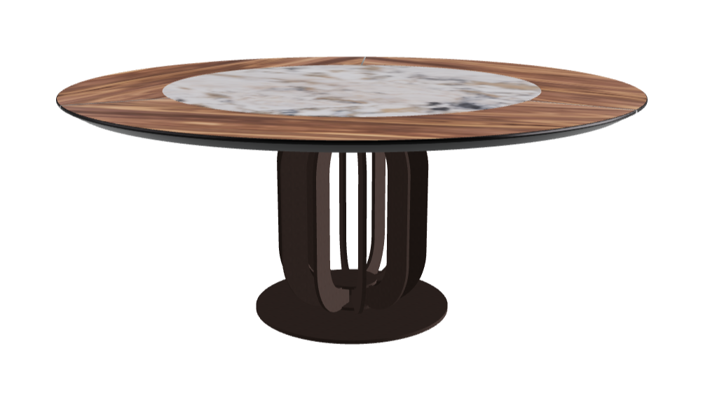 Diameter 180 x Height 75 cm_Makalu_Bronze Embossed_Walnut Canaletto