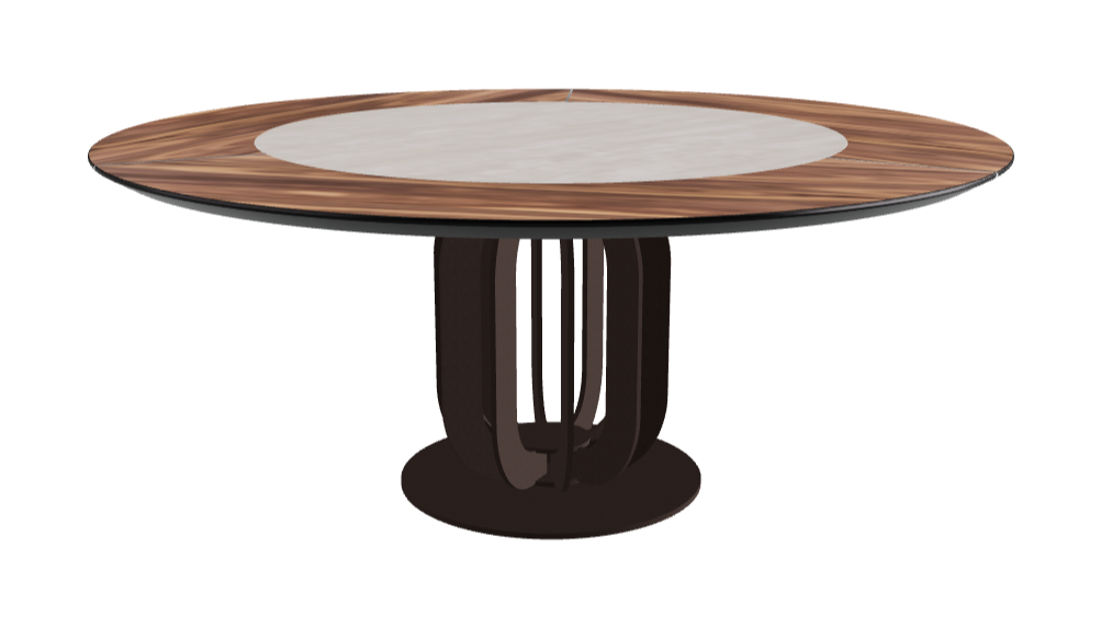 Diameter 180 x Height 75 cm_Colosseo_Bronze Embossed_Walnut Canaletto