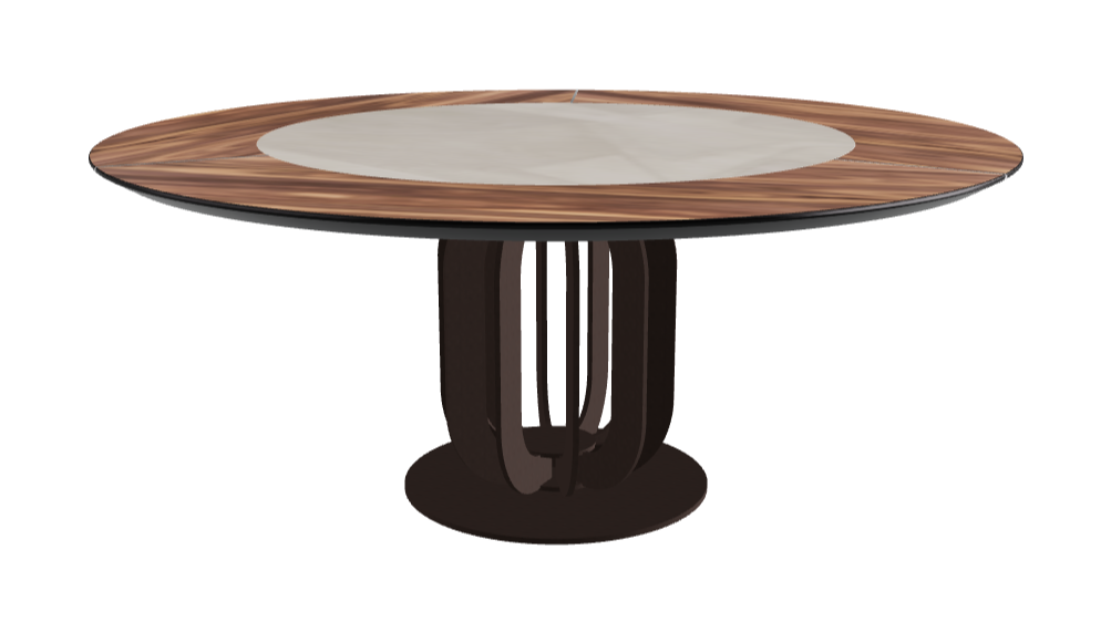 Diameter 180 x Height 75 cm_Luxor_Bronze Embossed_Walnut Canaletto