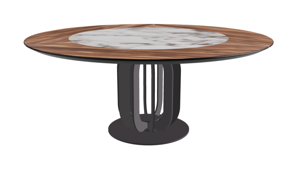 Diameter 180 x Height 75 cm_Breccia_Graphite Embossed_Walnut Canaletto