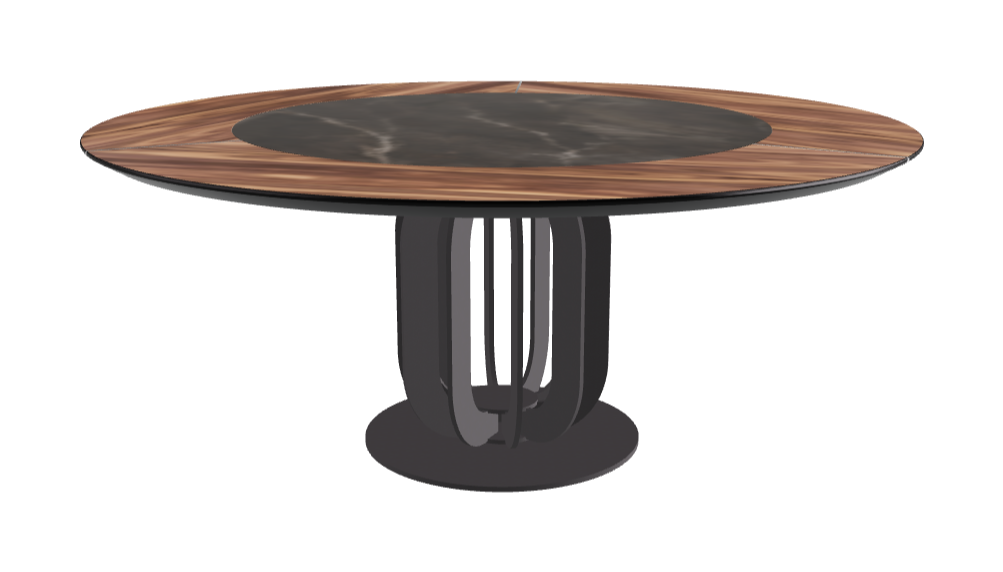 Diameter 180 x Height 75 cm_Andromeda_Graphite Embossed_Walnut Canaletto