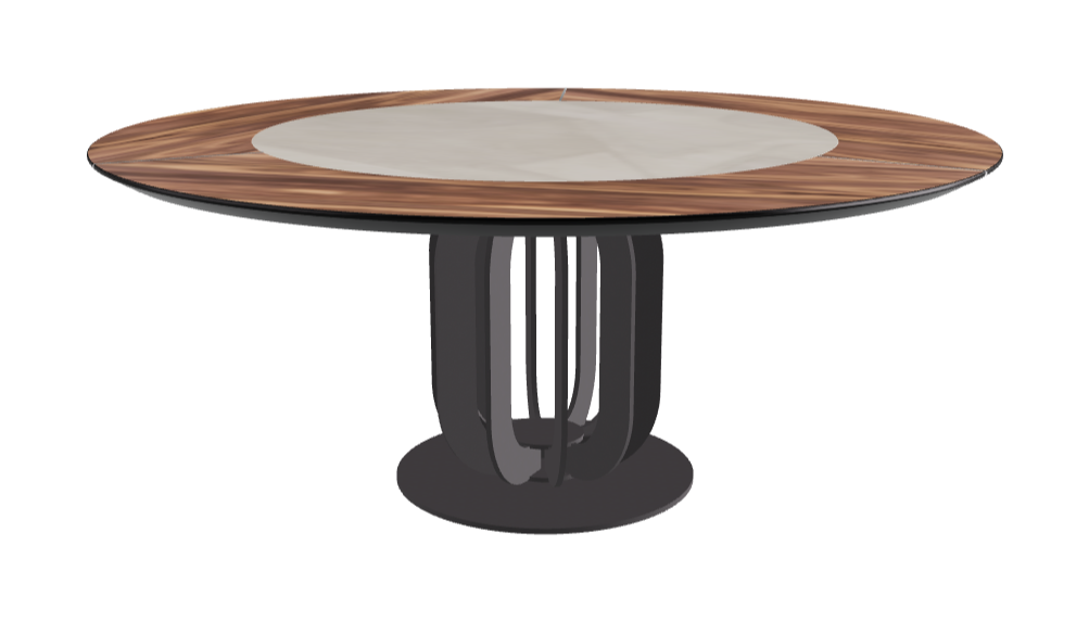 Diameter 180 x Height 75 cm_Luxor_Graphite Embossed_Walnut Canaletto