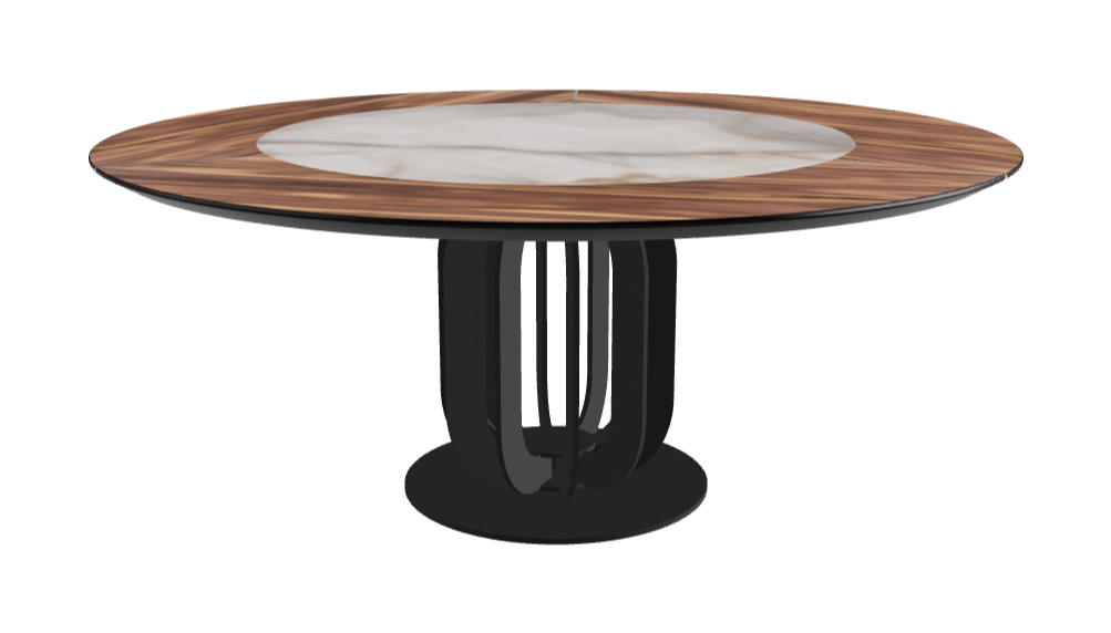 Diameter 180 x Height 75 cm_Alabastro_Black Embossed_Walnut Canaletto