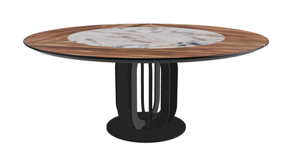 Diameter 180 x Height 75 cm_Makalu_Black Embossed_Walnut Canaletto