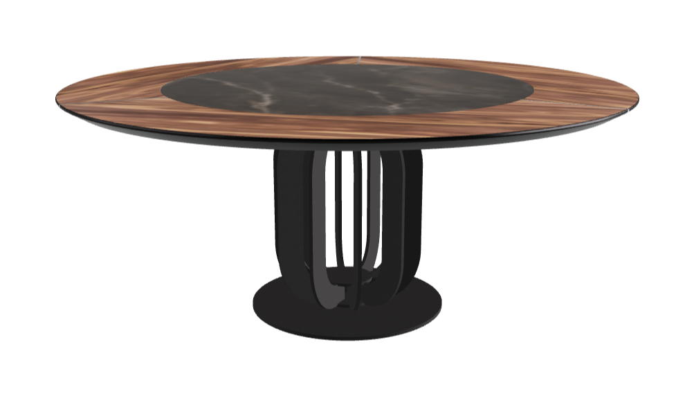 Diameter 180 x Height 75 cm_Andromeda_Black Embossed_Walnut Canaletto